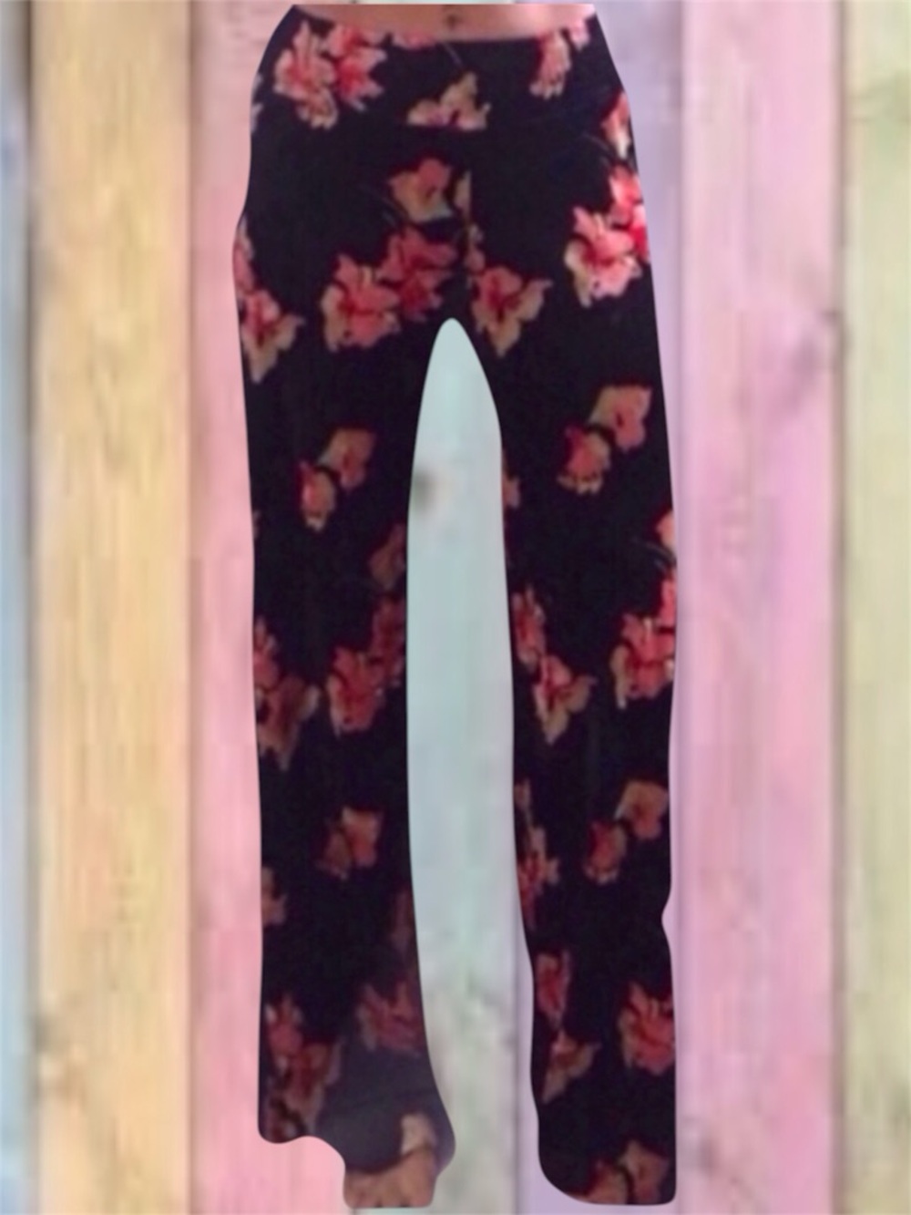 Indigo Rein Black Velour Floral Palazzo Wide Leg Pants NWT